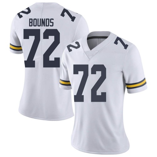 Tristan Bounds Michigan Wolverines Women's NCAA #72 White Limited Brand Jordan College Stitched Football Jersey EUH0654WL